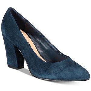 Bella Vita Gigi Block-Heel Pumps Navy Kidsuede 11WW